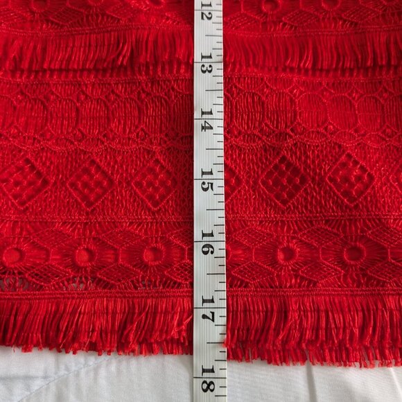 J. Crew Mini Skirt Size 6 Red Fringe Tiered Lace Exposed Zip Crochet Overlay NWT - Picture 15 of 15